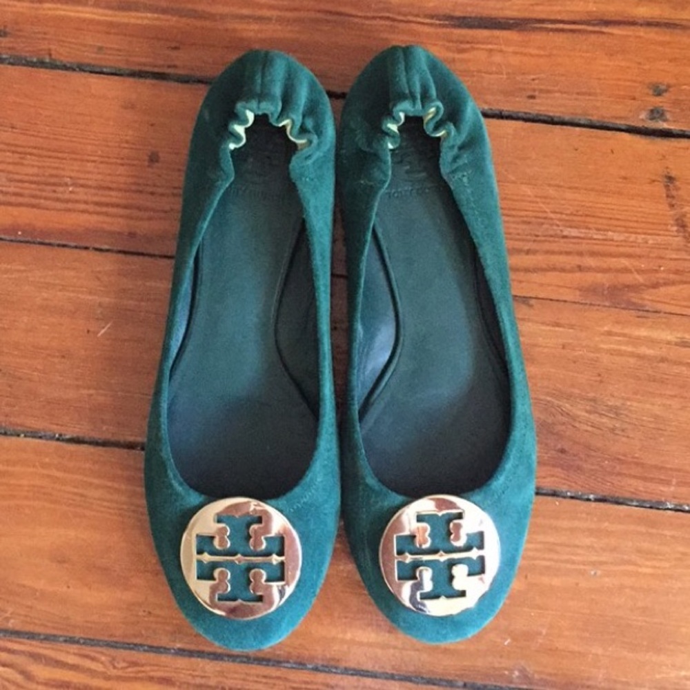 Green Suede Tory Burch Flats